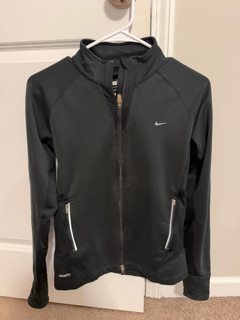 Nike Black Jacket with Red Swoosh Accent